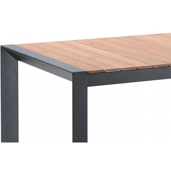 Table en teck massif et alu noir 202 cm, Braga