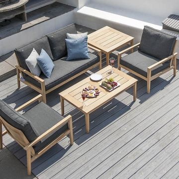 Table basse carrée 80 cm en bois pour salon de jardin